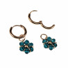 ∅14mm x 2mm Oorringen Dames - Verguld RVS - Malachietgroene  Gefacetteerde Kristallen Bloem Hanger - Bungelende Oorbellen