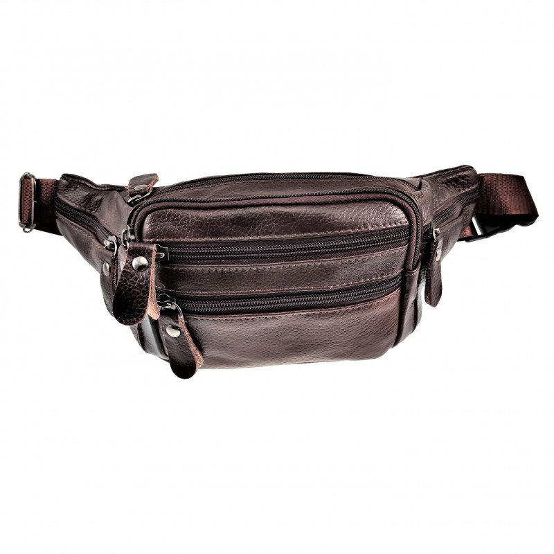 Heuptasje Unisex - Donkerbruin Rundleer - Buideltas - Informal Crossbodytas - Slingbag