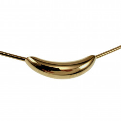 41cm Ketting Dames - Choker - Verguld RVS - Slangenketting met Gebogen Buishanger - Halsketting