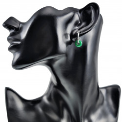 ∅16mm Oorringen met Maleisische Jade Stenen - Gepolijst RVS- Dames Oorbellen met Donut Hangers