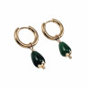 ∅15mm Oorbellen Dames - Groen Chalcedoon Jade Steen - Verguld RVS - Oorringen met Druppelhangers