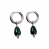 ∅15mm Oorbellen Dames - Groen Chalcedoon Jade Steen - Gepolijst RVS - Oorringen met Druppelhangers