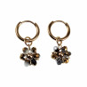 ∅14mm x 2mm Oorringen Dames - Verguld RVS - Grijze-Goudkleur Gefacetteerde Kristallen Bloem Hanger - Bungelende Oorbellen