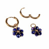 ∅14mm x 2mm Oorringen Dames - Verguld RVS - Marineblauwe Gefacetteerde Kristallen Bloem Hanger - Bungelende Oorbellen