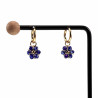 ∅14mm x 2mm Oorringen Dames - Verguld RVS - Marineblauwe Gefacetteerde Kristallen Bloem Hanger - Bungelende Oorbellen