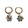 ∅14mm x 2mm Oorringen Dames - Verguld RVS - Transparant Groene Gefacetteerde Kristallen Bloem Hanger - Bungelende Oorbellen