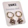 ∅14mm x 2mm Oorringen Dames - Verguld RVS - Transparant Grijs-ab Gefacetteerde Kristallen Bloem Hanger - Bungelende Oorbellen