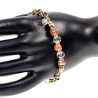 17 tot 20cm Armband Dames - Verguld RVS - Goudkleurige - Ronde Schakelarmband met Orange Kristallen - Verstelbaar
