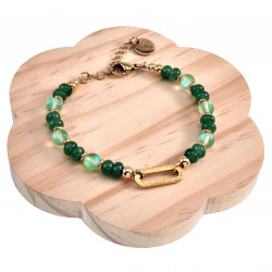 16cm tot 19cm Krallenarmband Dames - Verguld RVS - Armband met Oostenrijkse Kristallen en Groenen Jadesteen - Verstelbaar
