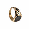 Zegelring Heren - Gepolijst Verguld RVS - Staal Goudkleurig Ring met Onyx