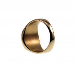 Zegelring Heren - Gepolijst Verguld RVS - Staal Goudkleurig Ring met Onyx