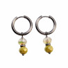 ∅18mm x 2,5mm Oorbellen Dames - Gepolijst RVS - Oorringen met Gele Gefacetteerde Kristalkrallen Hanger