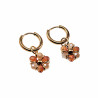 ∅14mm x 2mm Oorringen Dames - Verguld RVS - Oorbellen met Beige-Bruine  Gefacetteerde Kristallen Bloem Hanger - Bungelende