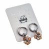 ∅14mm x 2mm Oorringen Dames - Gepolijst RVS - Oorbellen met Beige-Bruine Gefacetteerde Kristallen Bloem Hanger - Bungelende