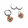 ∅14mm x 2mm Oorringen Dames - Gepolijst RVS - Oorbellen met Beige-Bruine Gefacetteerde Kristallen Bloem Hanger - Bungelende