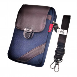 Telefoontas Heren - Marineblauwe Echt Leer - Riemtas - Heuptas - Schoudertas - Crossbodytas - 6,5 inch Telefoons Tas