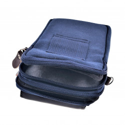 Telefoontas Heren - Marineblauwe Echt Leer - Riemtas - Heuptas - Schoudertas - Crossbodytas - 6,5 inch Telefoons Tas