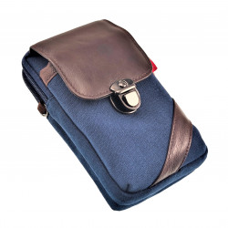 Telefoontas Heren - Marineblauwe Echt Leer - Riemtas - Heuptas - Schoudertas - Crossbodytas - 6,5 inch Telefoons Tas