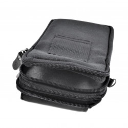 Telefoontas Heren - Zwart Echt Leer - Riemtas - Heuptas - Schoudertas - Crossbodytas - 6,5 inchTelefoons Tas