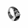 Zegelring Heren - Gepolijst RVS - Grieks Desing - Ring met Onyx