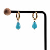 ∅14mm x 2,5mm Oorringen Dames - Verguld RVS - Blauwe Chalcedoon Drop Stone Dangle Oorbellen