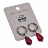 ∅14mm x 2mm Oorringen Dames - Gepolijst RVS - Rode Jade Drop Stone Dangle Oorbellen