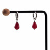 ∅14mm x 2mm Oorringen Dames - Gepolijst RVS - Rode Jade Drop Stone Dangle Oorbellen