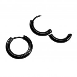 ∅15mm x 2,5mm Oorringen Unisex - Zwarte PVD-Coating RVS - Oorbellen Dames - Heren