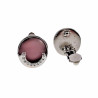 Oorclips Dames - Roze Cabochon Clip-on Oorbellen met Strass - 16 mm Ronde Oorclips