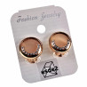 Oorclips Dames - Beige Cabochon Clip-on Oorbellen met Strass - 16 mm Ronde Roségoudkleur Oorclips