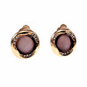 Roségoudkleur Oorclips Dames met Strass - Donkerpaarse Cabochon Clip-on Oorbellen Dames - 18mm Ronde Oorclips met Strass