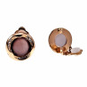 Roségoudkleur Oorclips Dames met Strass - Donkerpaarse Cabochon Clip-on Oorbellen Dames - 18mm Ronde Oorclips met Strass