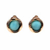 Roségoudkleur Oorclips Dames met Strass - Turquoise Cabochon Clip-on Oorbellen Dames - 18mm Ronde Oorclips met Strass