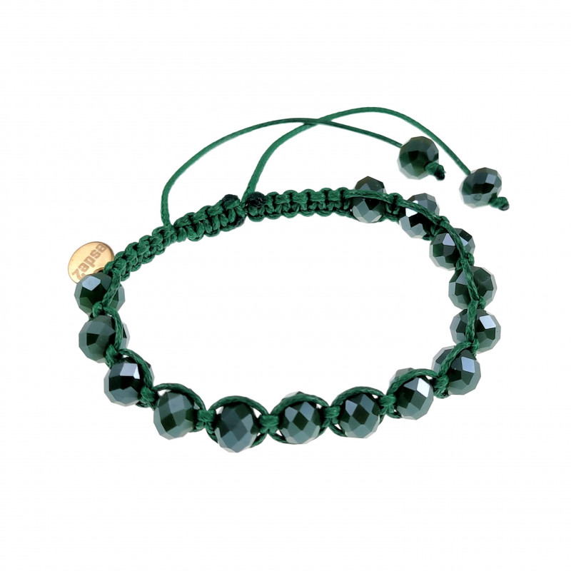 15cm tot 19cm Armband Dames - Groene Macramé Armband met Groene Kristallen - Shamballa Armband - Handgemaakt - Verstelbaar