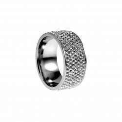 Ring Dames - RVS Zilverkleur - 10mm Brede Ring met Zirkoniastenen