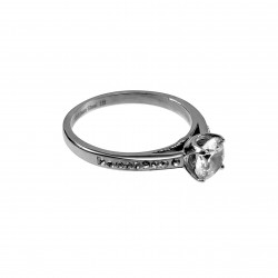 Ring Dames - Gepolijst RVS - Solitaire Ring - Verlolvingsring - Ring met Zirkoniasteen