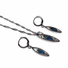 Driedelige set Dames - Gerhodineerd - Ketting met Hanger en Lange Oorbellen met Blauwe Zirkonia