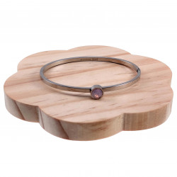 Bangle Dames - RVS - Stijve Armband met Ondoorzichtige Lichtroze Zirkonia