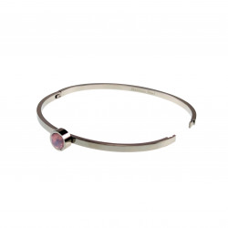 Bangle Dames - RVS - Stijve Armband met Ondoorzichtige Lichtroze Zirkonia