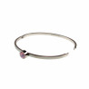 Bangle Dames - RVS - Stijve Armband met Ondoorzichtige Lichtroze Zirkonia