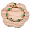 16 tot 19cm Armband Dames - RVS Goudkleur - Visgraat Armband met Matgroene Kristallen - Groene Armband - Verstelbaar