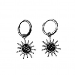 ∅14mm x 2mm Oorbellen Dames - Gepolijst RVS - Ooringen met Zonnehanger