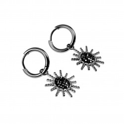 ∅14mm x 2mm Oorbellen Dames - Gepolijst RVS - Ooringen met Zonnehanger