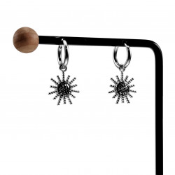 ∅14mm x 2mm Oorbellen Dames - Gepolijst RVS - Ooringen met Zonnehanger