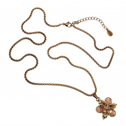 50cm tot 55cm Ketting Dames - Verguld RVS - Jasseron-Ketting met Matbruin Ster Hanger - Verstelbaar