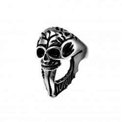 Schedelring Heren - Gepolijst RVS - Alien-Design - Grote Ring - Schedel Ring