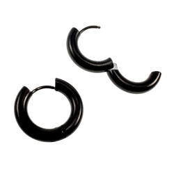 ∅20mm x 4mm Oorbellen Unisex - zwarte PVD-coating RVS - Oorringen Dames - Heren