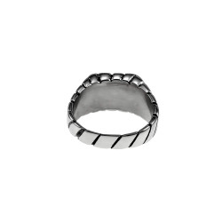 Ring Unisex - Gepolijst RVS - Zegelring met Baksteenontwerp