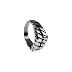 Ring Unisex - Gepolijst RVS - Zegelring met Baksteenontwerp