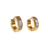 ∅13mm x 4mm Oorbellen Unisex - Verguld RVS - Oorringen met Parelmoer Dames - Heren